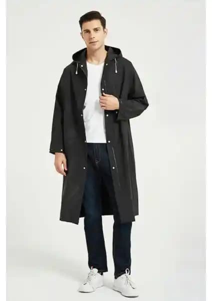Dream Plus Unisex Siyah Eva Kumaş Su Geçirmez Yağmurluk Günlük ve Seyahat Kullanımı İçin