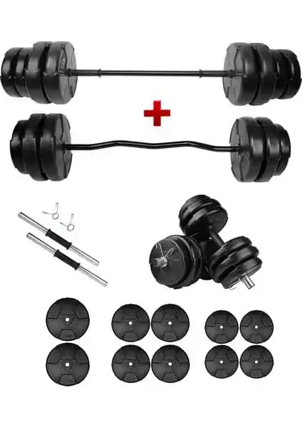 E-Life 58 kg Dambıl ve Halter Seti ile Profesyonel ve Ev Kullanımı İçin Dayanıklı Spor Ekipmanı