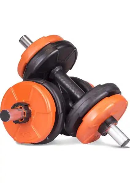 Ecgspor 16 kg Dambıl Seti Turuncu-Siyah Çok Yönlü Fitness ve Vücut Geliştirme Aleti