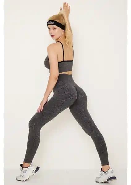 Gymhams Granit Gri Kalça Büzgülü Push Up Tayt ile Şekillendirici ve Çok Yönlü Spor Giyim Seçenekleri