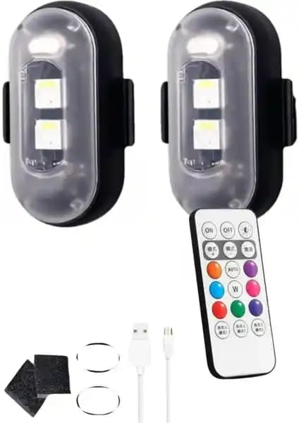Hubstein Uzaktan Kumandalı 2'li Çakar LED ve Şarjlı Mini LED Işık Seti Güvenlik ve Görünürlük Artırıcı
