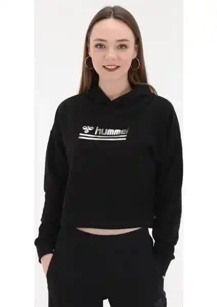 Hummel Raycel Kadın Siyah Kapüşonlu Crop Sweatshirt Günlük Stil ve Rahatlık İçin Mükemmel Seçenek