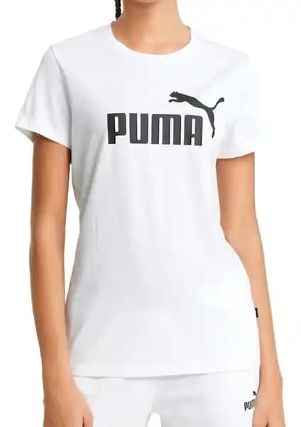 Puma ESS Logo Beyaz Kadın Kısa Kol T-Shirt Günlük ve Spor Kullanımı İçin Uygun