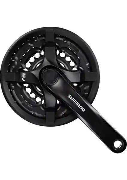 Shimano Tourney FC-TY501 Aynakol Siyah 42-34-24 Diş, Dayanıklı ve Çok Yönlü Bisiklet Parçası