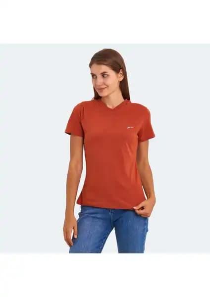 Slazenger Kristen I Kadın Tişört Kiremit Renkli Rahat ve Şık Yazlık Model