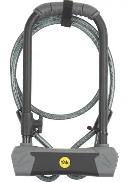 Yale Maksimum Güvenlikli Kablolu U Bisiklet Kilidi Altın Serisi Güçlü ve Dayanıklı Koruma Çözümü