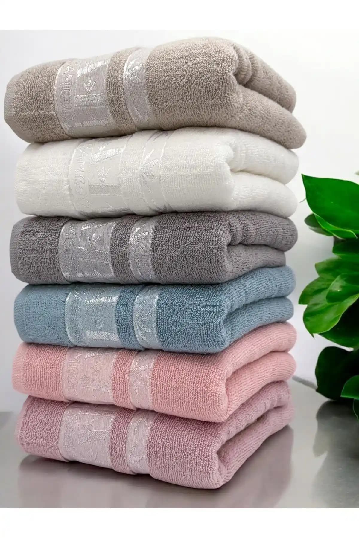 AYHANHOME 6'lı bambu el ve yüz havlusu seti yüksek kaliteli ve dayanıklı tasarım