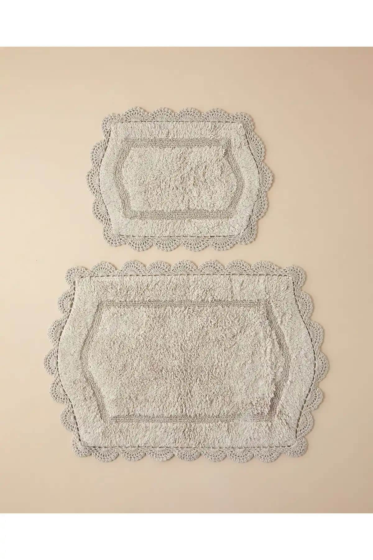 English Home Mia Pamuklu Kaydırmaz Taban Banyo Paspası Seti Şıklık ve Güvenliği Bir Arada Sunar