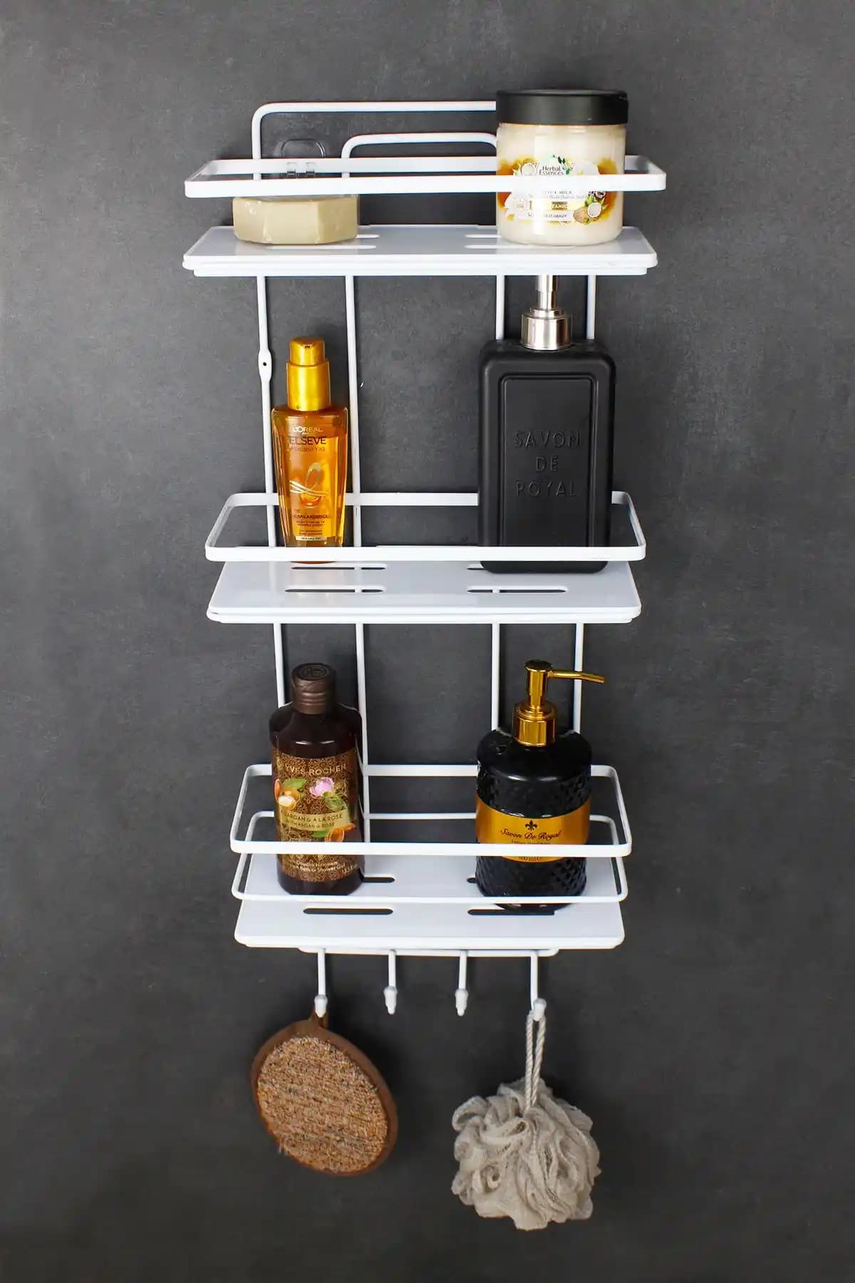 HİMYHOME Paslanmaz Çelik Kristal Raflı Üçlü Banyo ve Kozmetik Düzenleyici