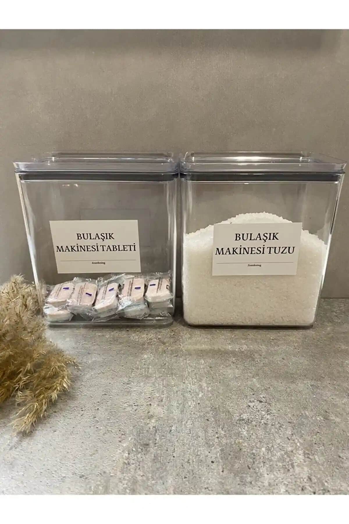 Kalitebudur34 Bulaşık Makinesi Deterjanı ve Tuz Kavanozu – Şık ve Fonksiyonel Mutfak Gereçleri