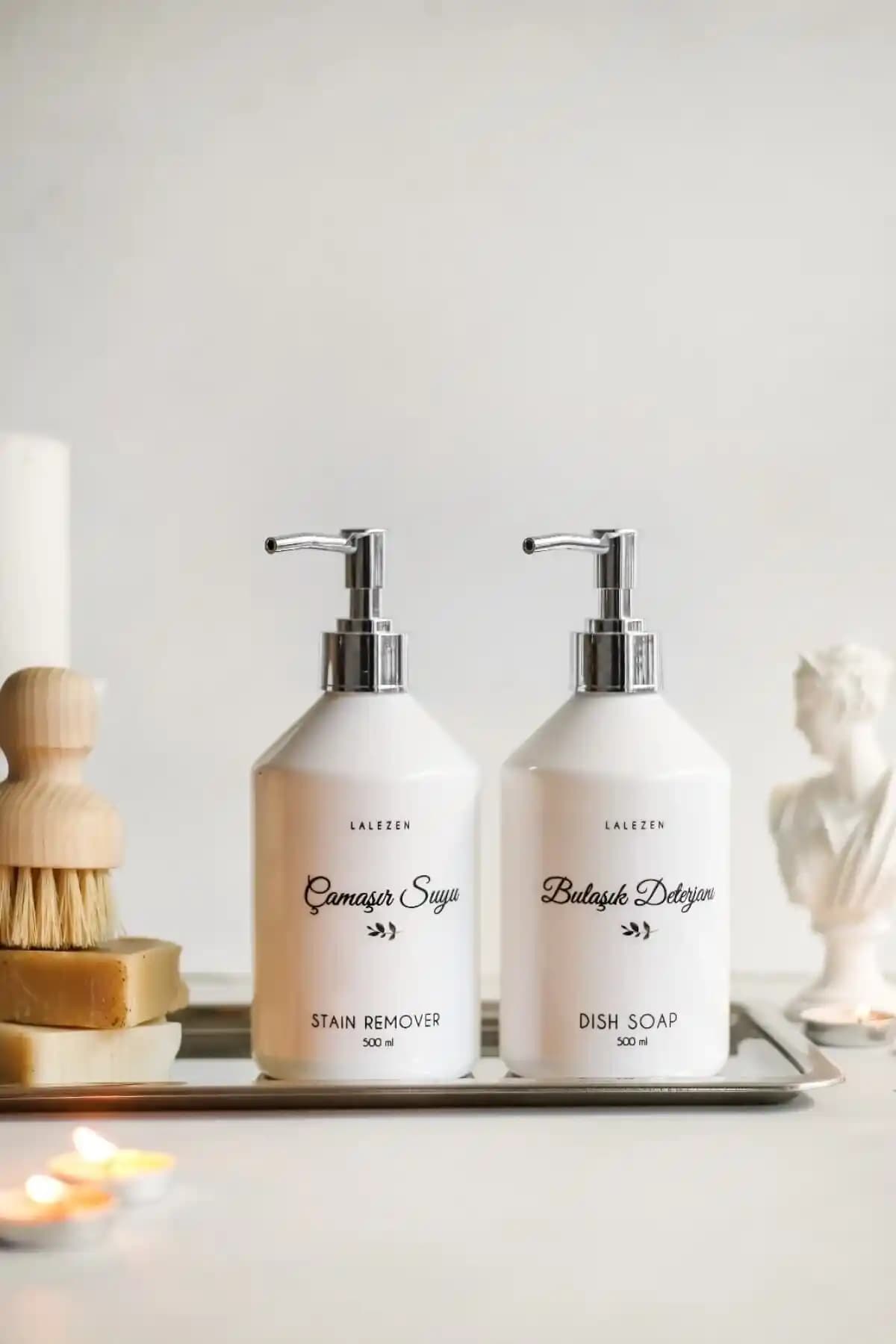 LALEZEN HOME Güçlü Kapaklı Plastik Temizlik Şişesi 500 ml Modern ve Şık Tasarım