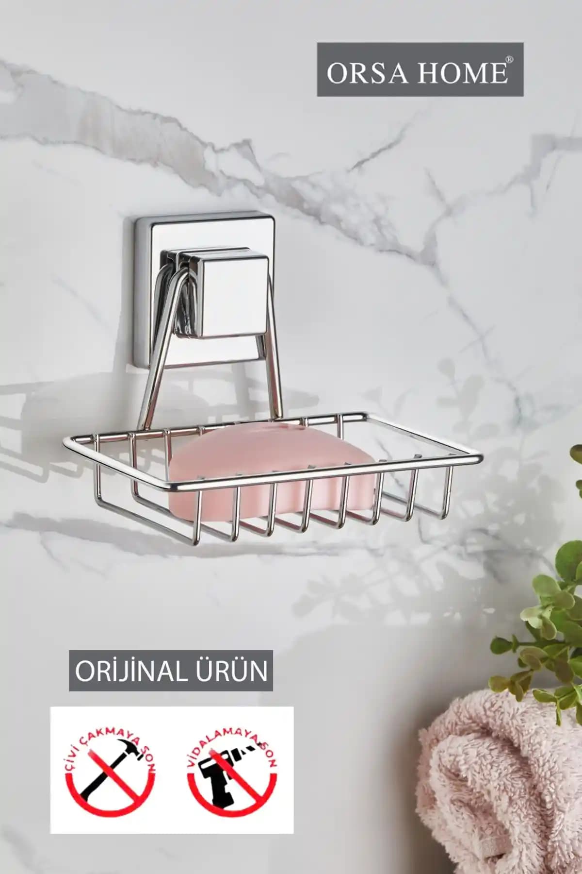 ORSA HOME 605 Krom Kare Yapışkanlı Sabunluk: Dayanıklı ve Şık Tasarım ile Pratik Kullanım