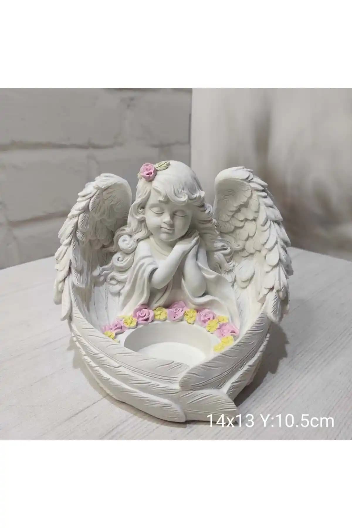 Arthurcusor Kanatlı Melek Biblo ve Mumluk ile Bohem Tarz Evinizi Süsleyin