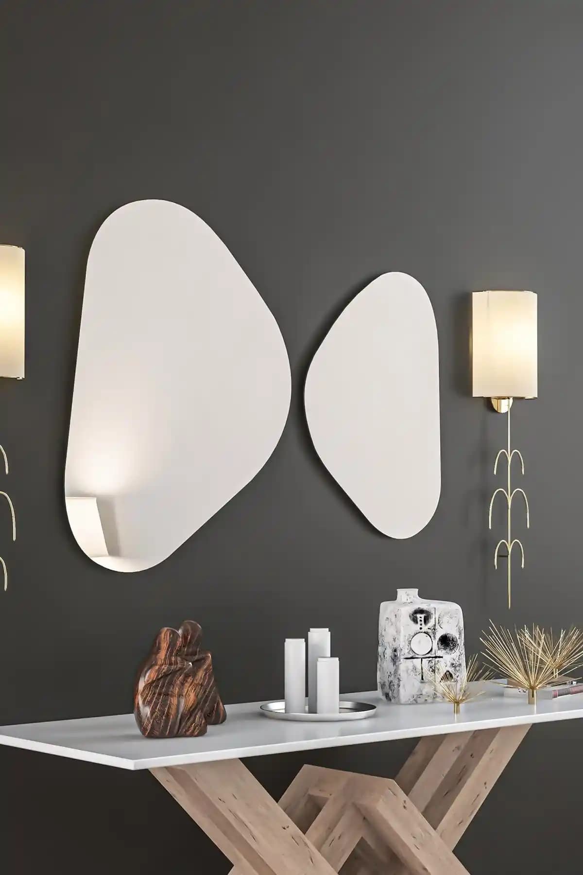 Bluecape Butterfly Balance Asimetrik Duvar Aynası: Modern Tasarım ve Fonksiyonellik İçin İdeal