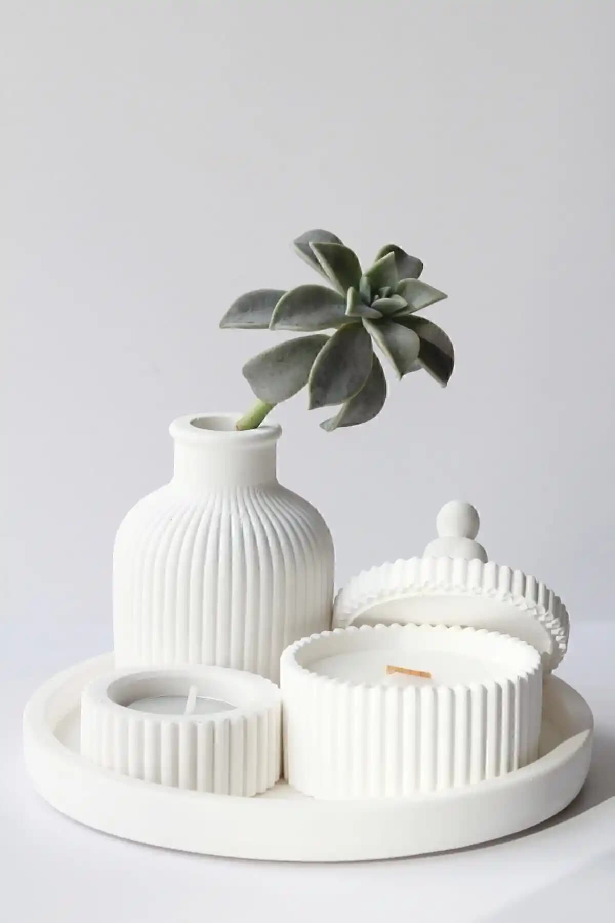 UD Consept Beyaz Renk Özel Tasarım Kokulu Mum ve Vazo Aksesuar Seti İncelemesi