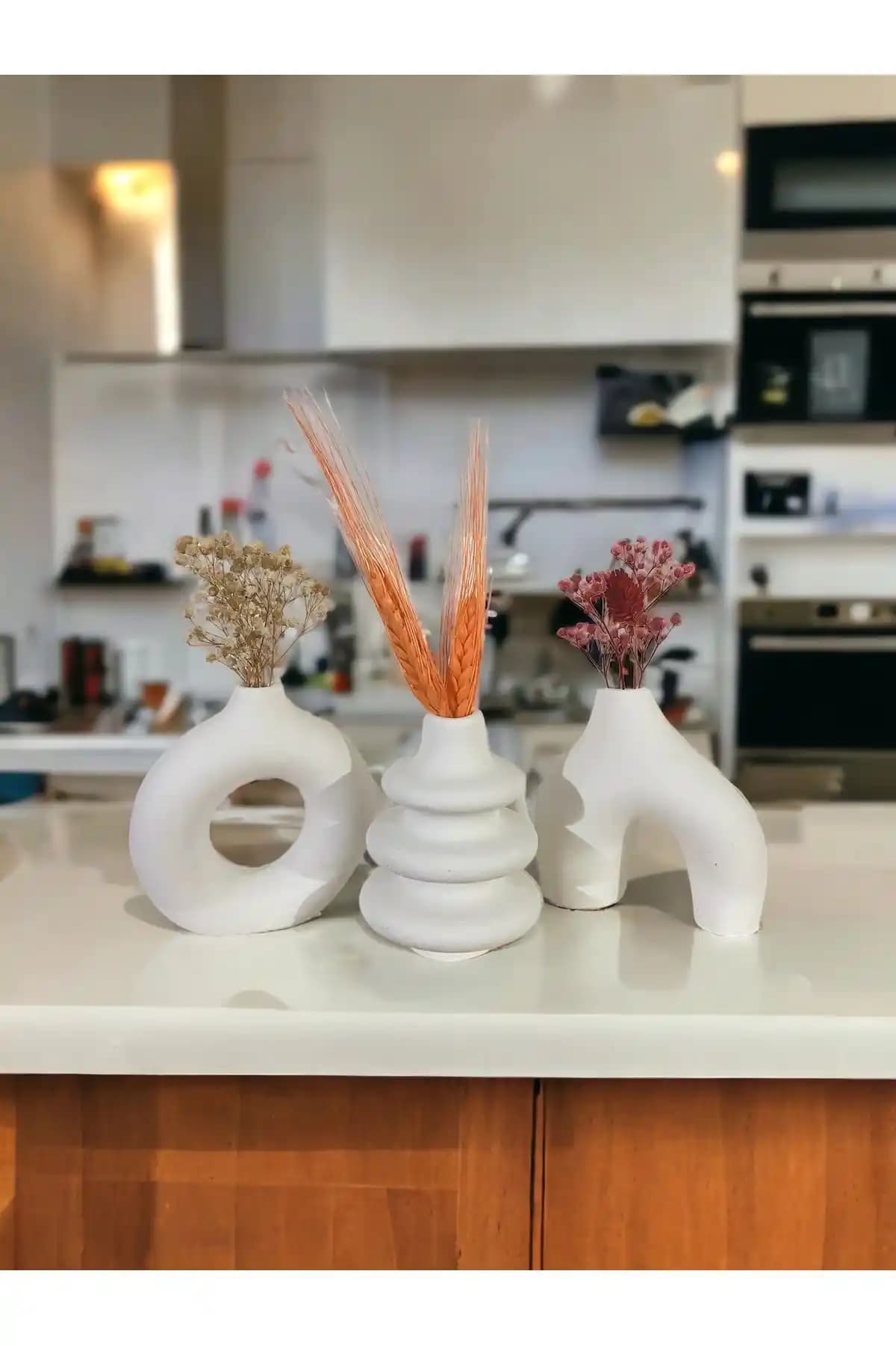 DEYART Bohem 3 Adet Vazo Seti ile Ev Dekorasyonunuza Modern Bir Dokunuş Katın