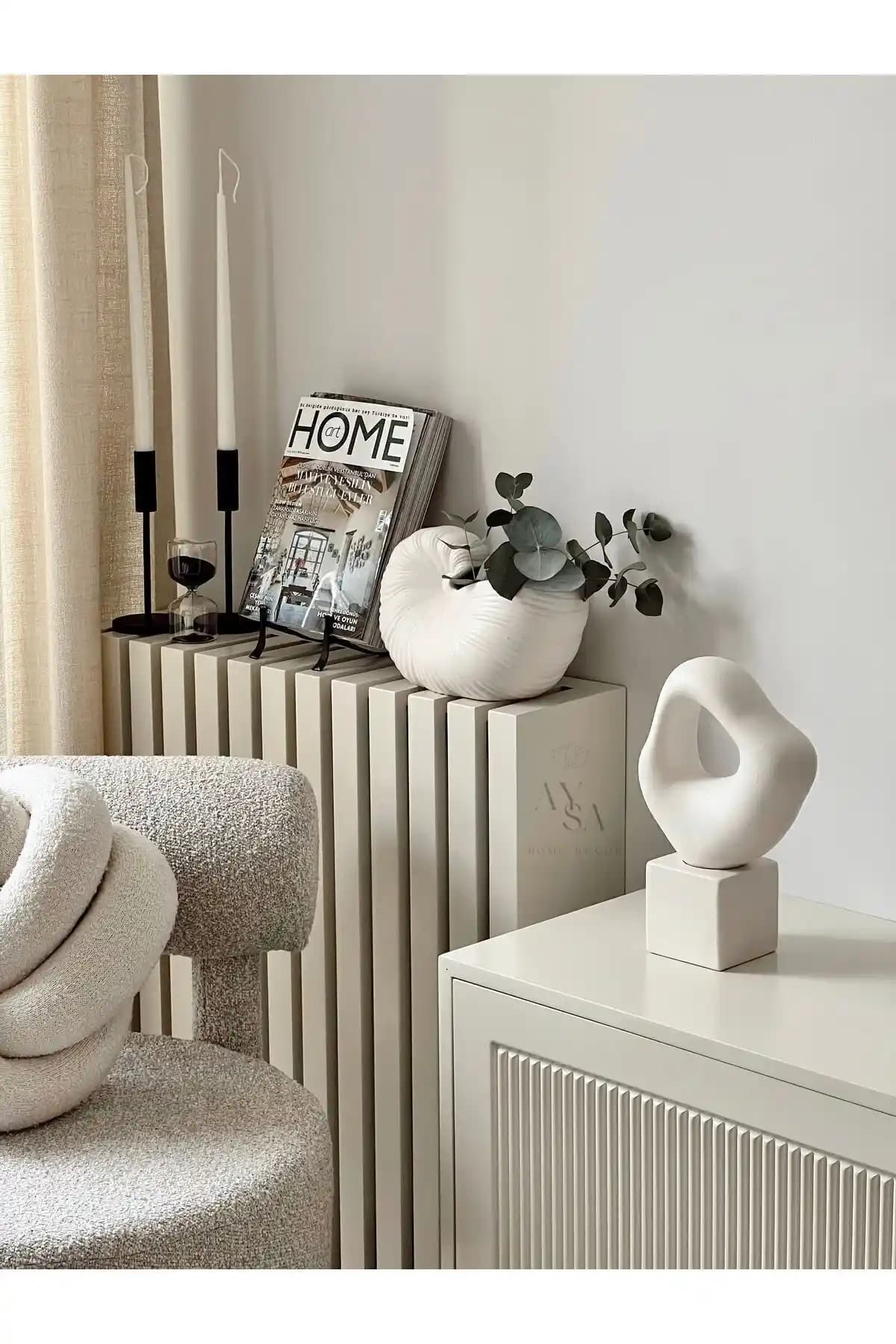 Büyük Asimetrik Heykelcik Vazo Biblo ile Modern Ev Dekorasyonu