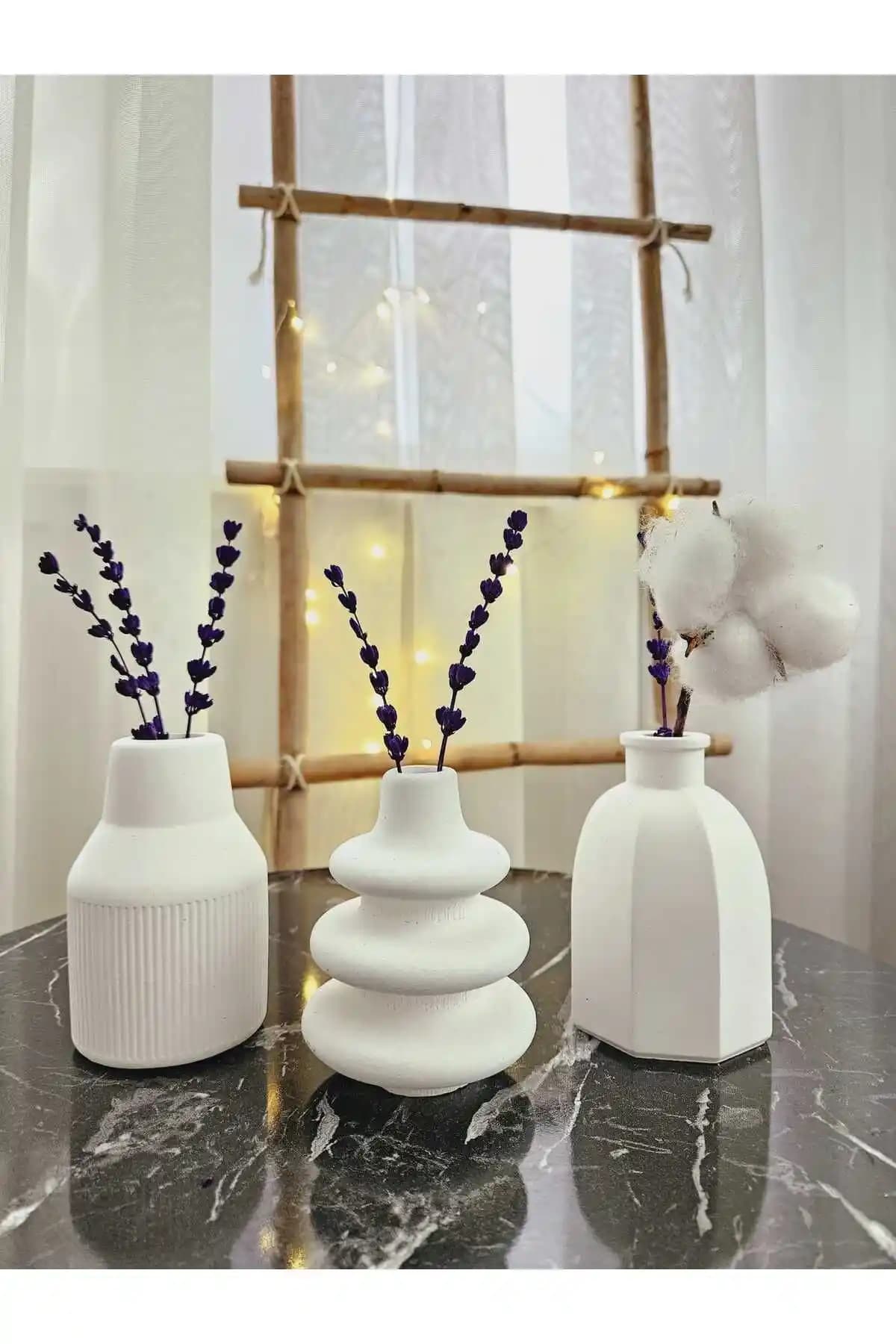 Genel Markalar 3'lü Minimal 10 Cm Vazo Seti ile Modern Dekorasyon