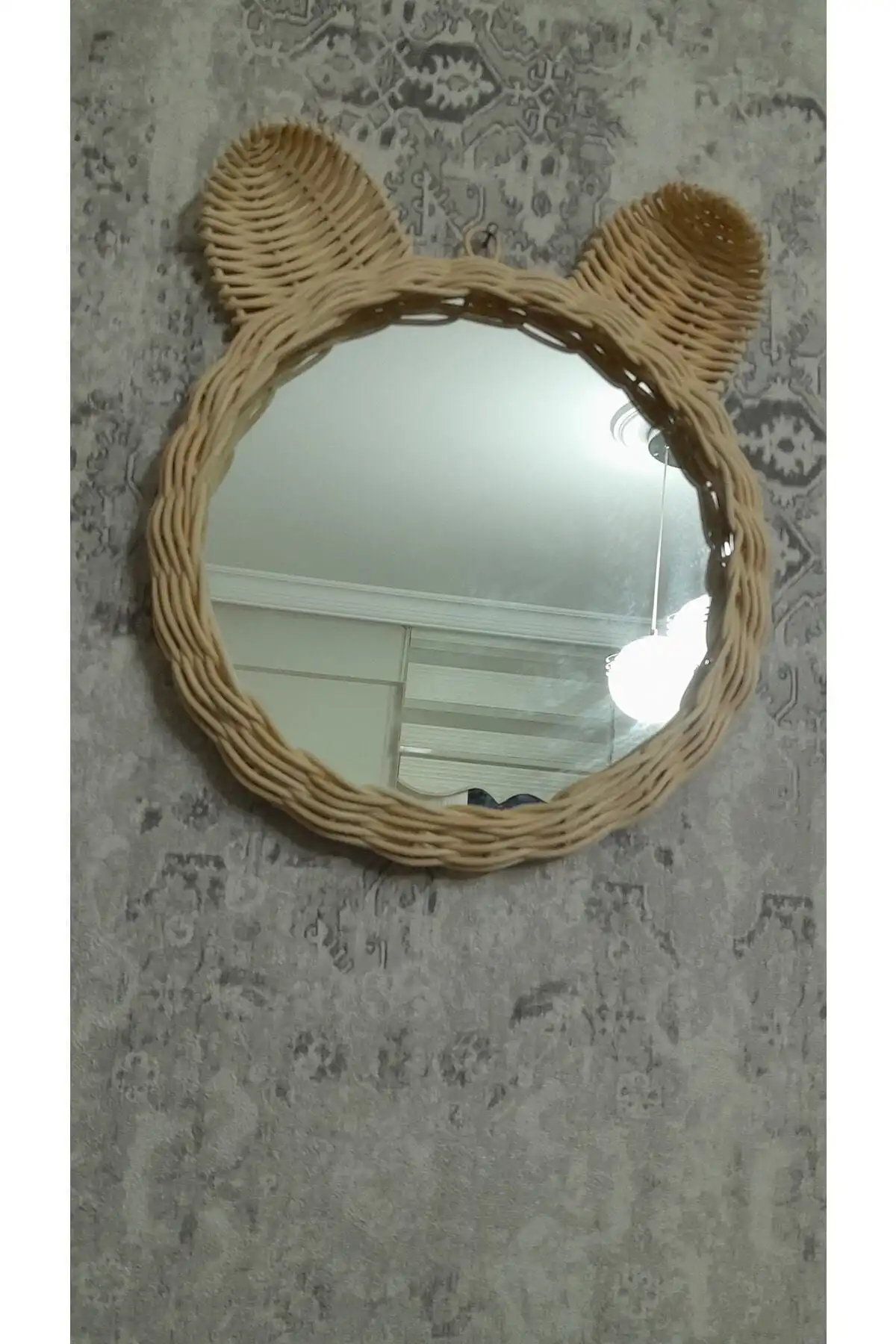 Deniz Sanat Rattan Köpek Kulaklı Ayna ile Mekânınızı Estetik Hale Getirin