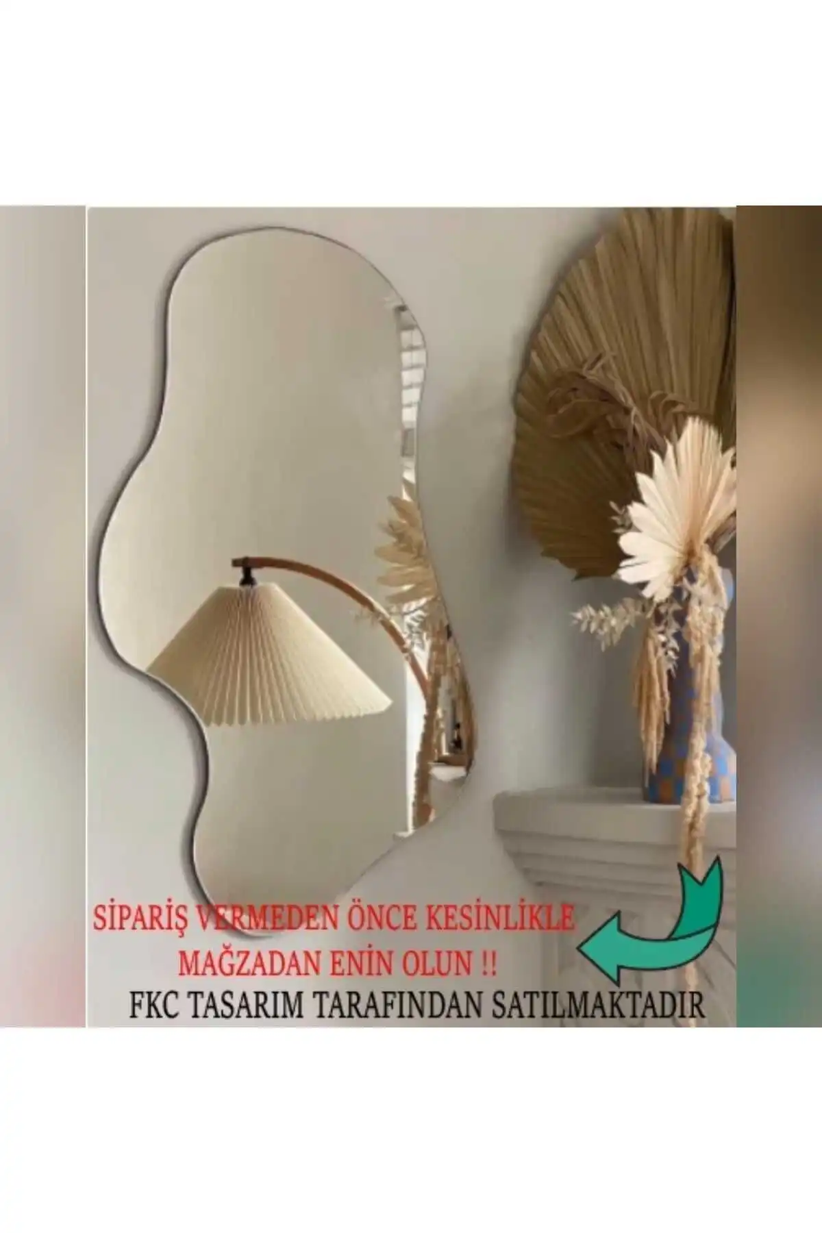 Fkctasarım Fkc Tasarım Asimetrik Dalgalı Dekoratif Ayna İle Modern Dekorasyon