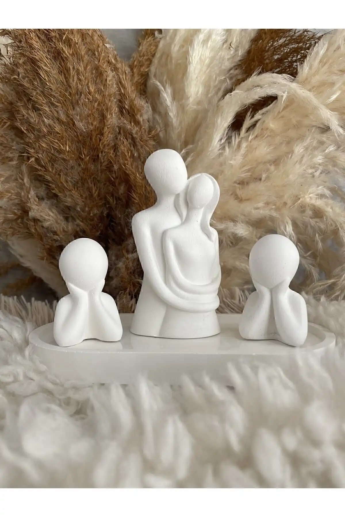 KUMS DESIGN Dekoratif 2 Çocuklu Aile Obje Biblo Seti ile Ev Dekorasyonuna Şıklık Katın
