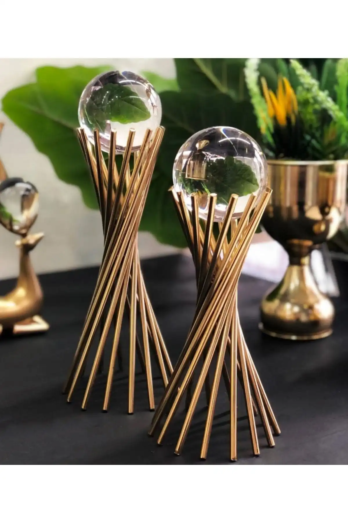DECOOR MALLIkili Küre Gold Düz Toplu: Modern İki Küre ile Evinize Şıklık Katın