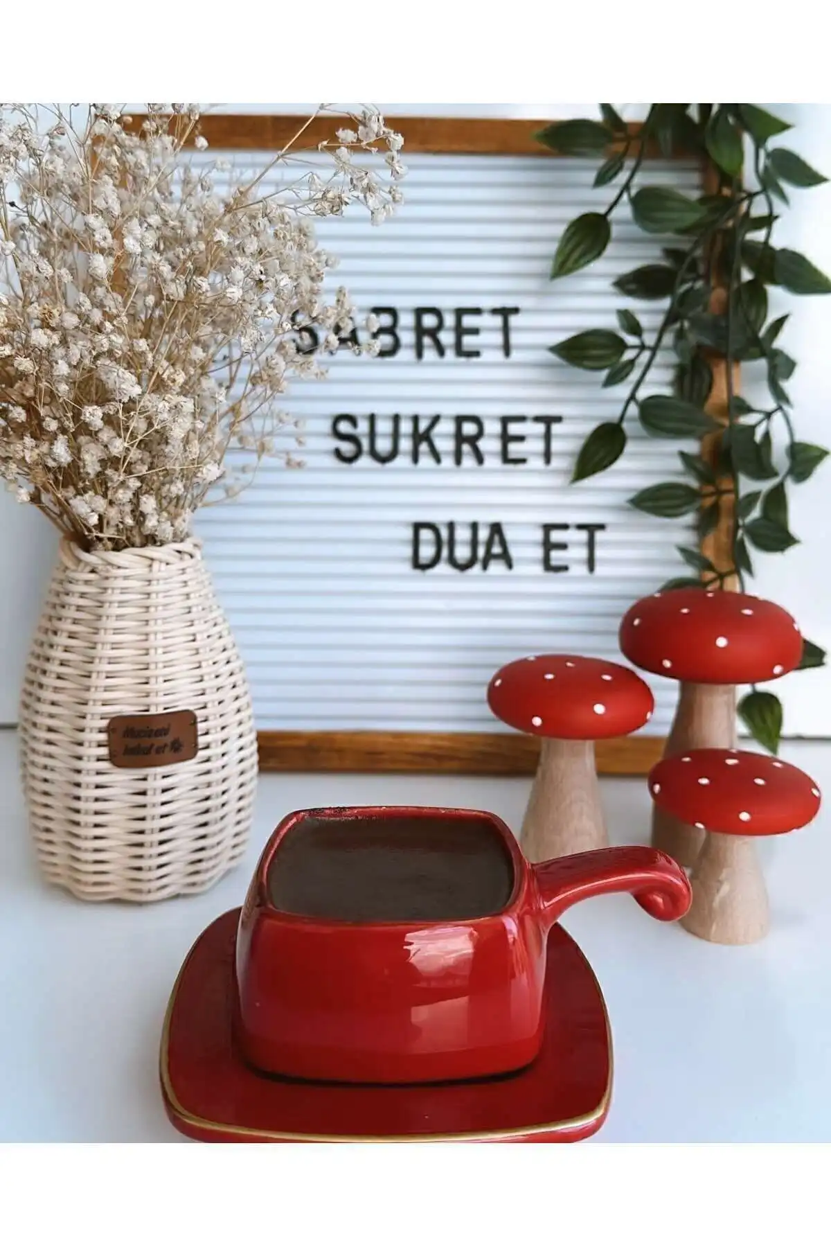 His Art Workshop 3’lü Set: Kırmızı Uğurlu Mantar ile Modern Ev Dekorasyonu