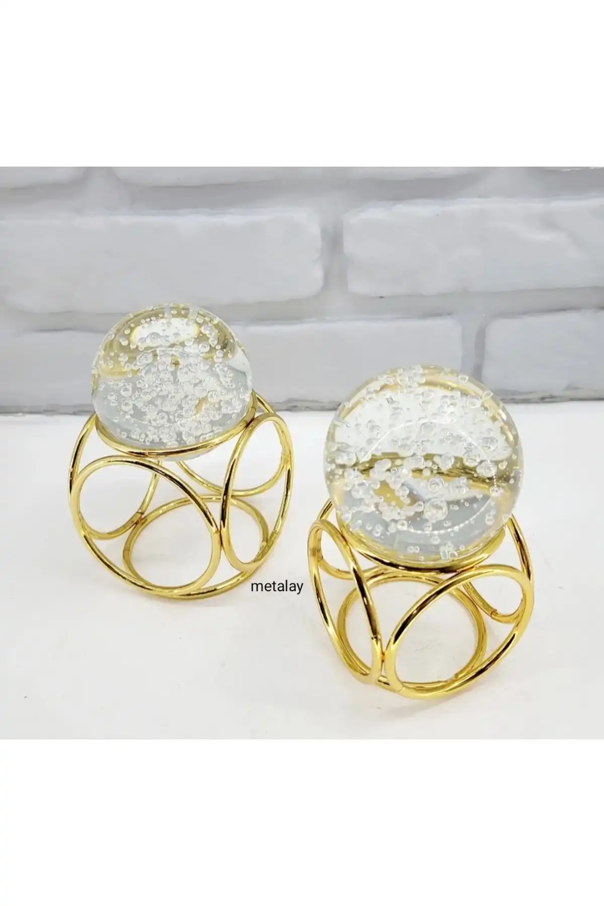 Modern Estetik ve Zarafet: METALAY Gold Kaplama Metal 2'li Set Dekorasyon Biblosu