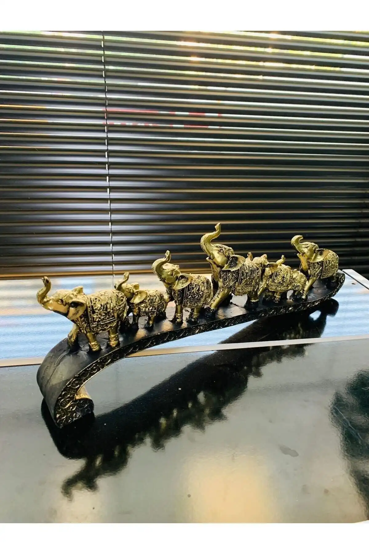 2Adam1Dekor - 7'li Fil Gold 43x14 Cm: Modern ve Şık Dekoratif Obje