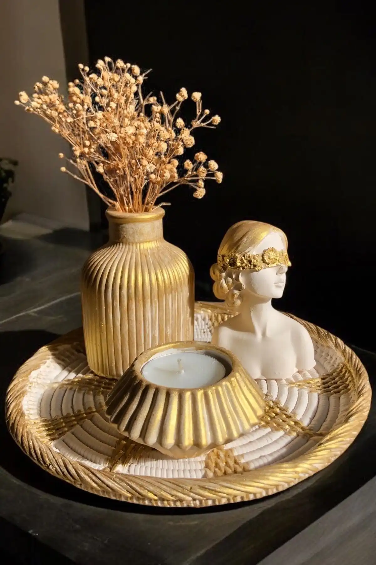 GIFTART Gold Hasır Görünümlü 5'li Set: Mükemmel Tasarım ve Estetik