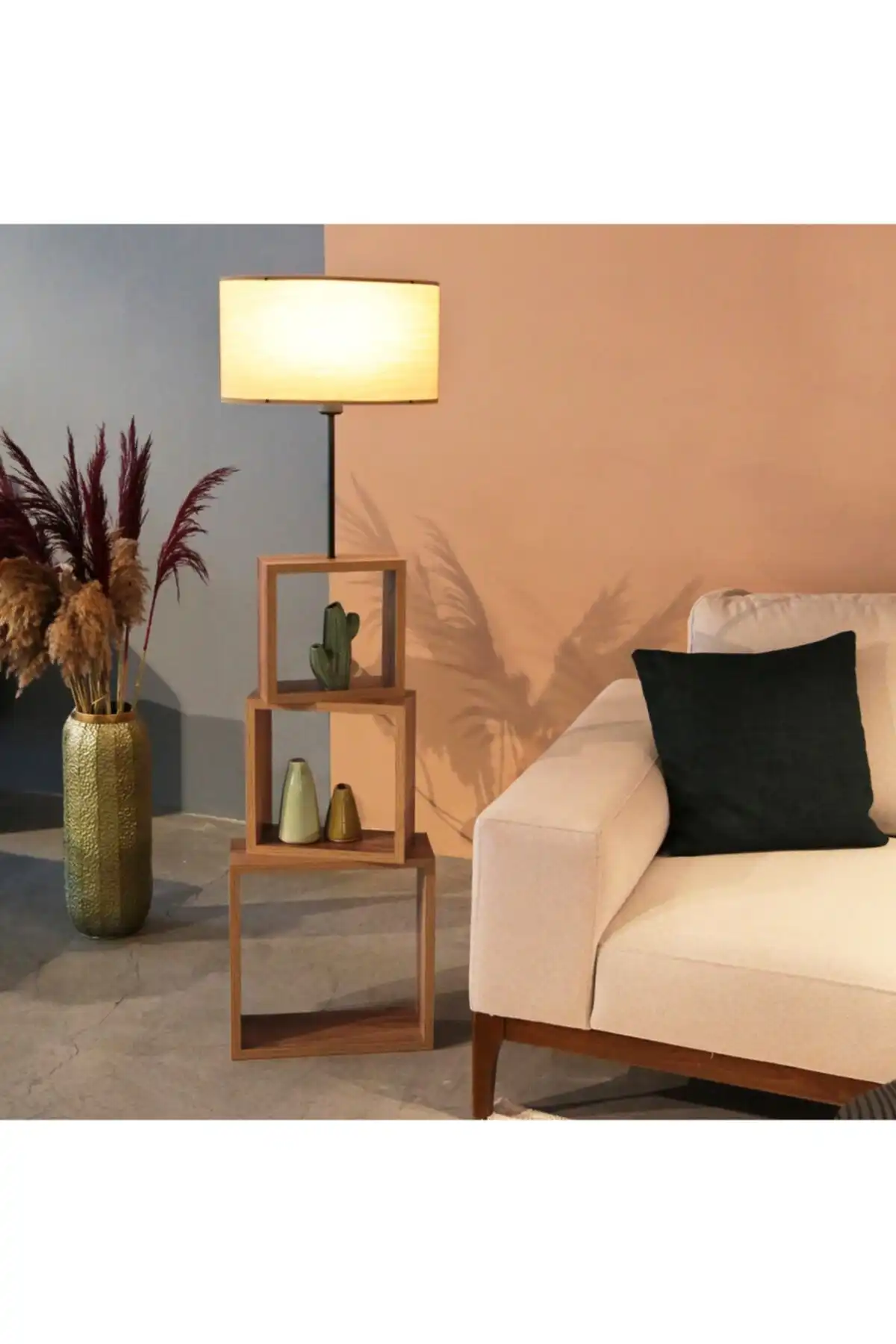 HOMİNG Kumaş Başlıklı Modern Raflı Lambader Ayd-2902 ile Şık Aydınlatma