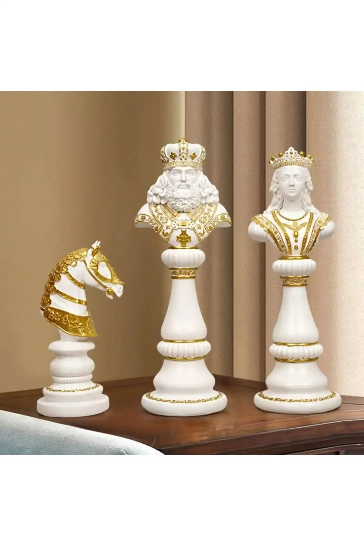 Ard.Art 15.5 cm Şah Vezir At Kral Kraliçe Satranç Biblosu ile Şıklığı Keşfedin