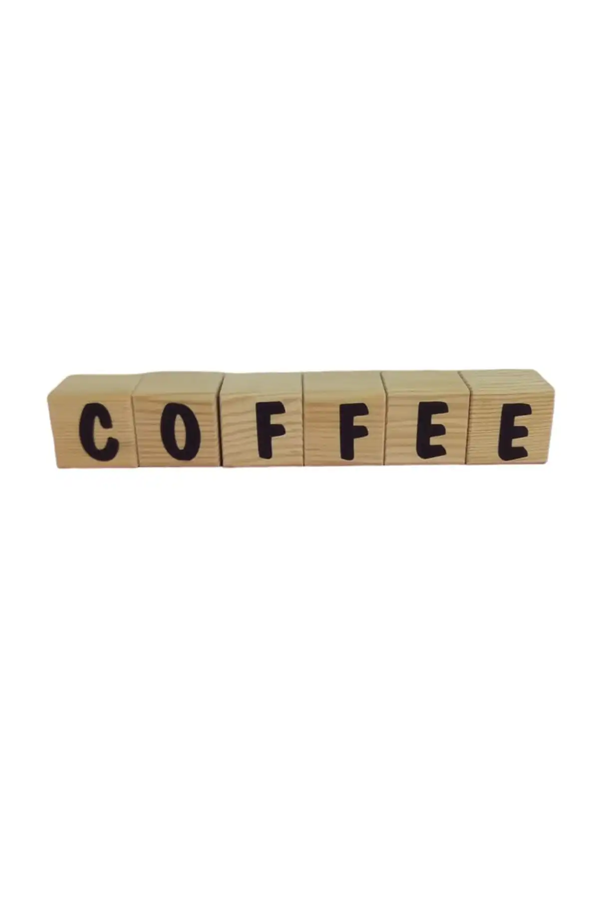 Vegüba COFFEE Yazılı 6'lı Ahşap Küp: Doğal ve Estetik Depolama Çözümü