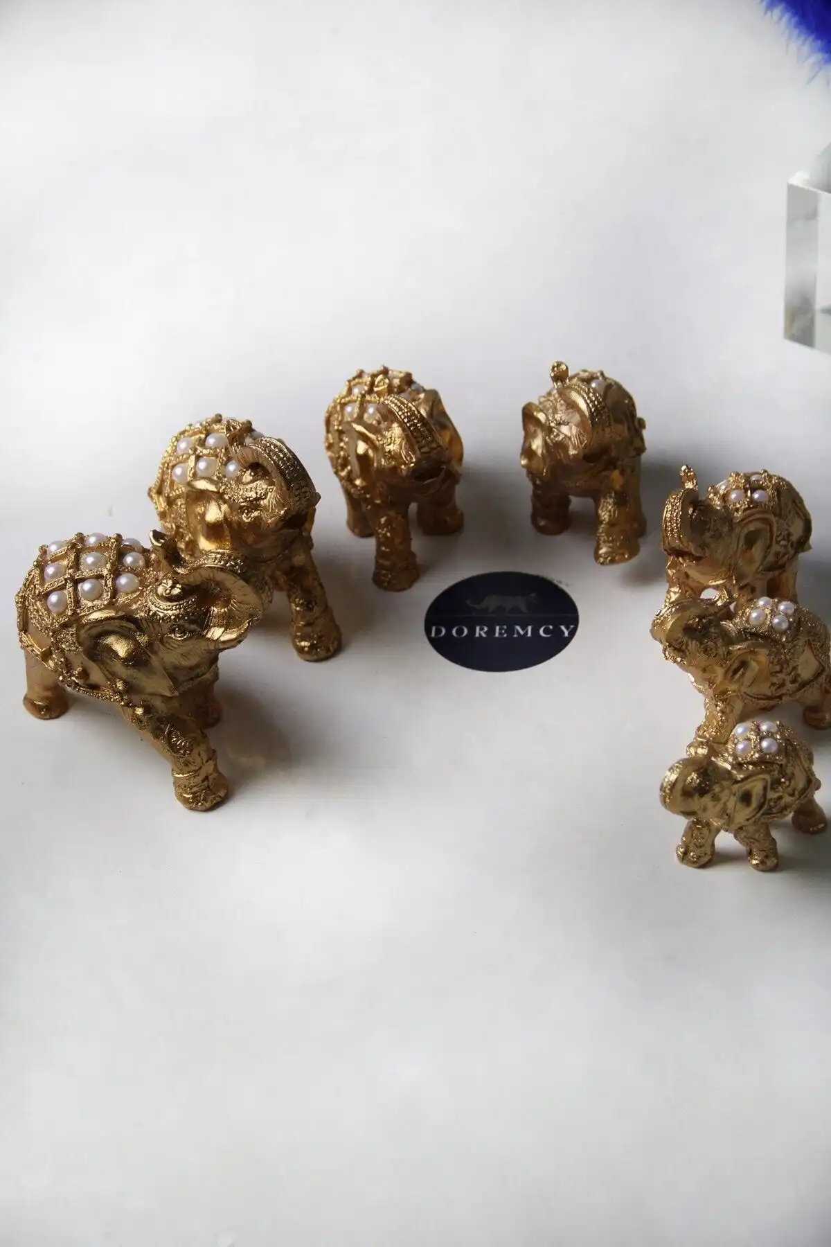 Doremcy Gold Inci Detaylı 7'li Uğurlu Fil Seti ile Ev Dekorasyonunuzu Zenginleştirin