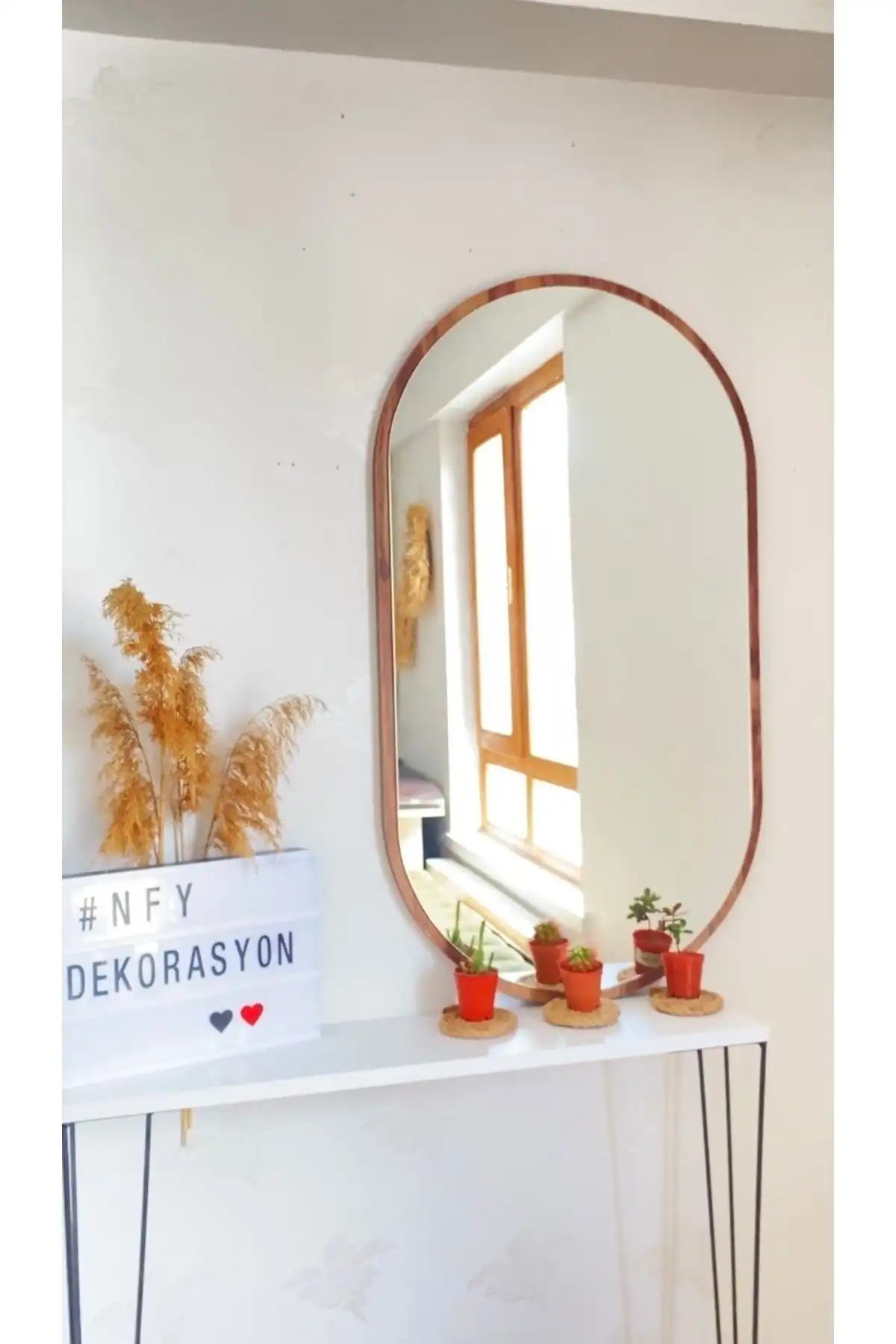 Modern Tasarımıyla NFY Dekorasyon Dekoratif Oval Ayna Kemençe - Şıklığın Adresi