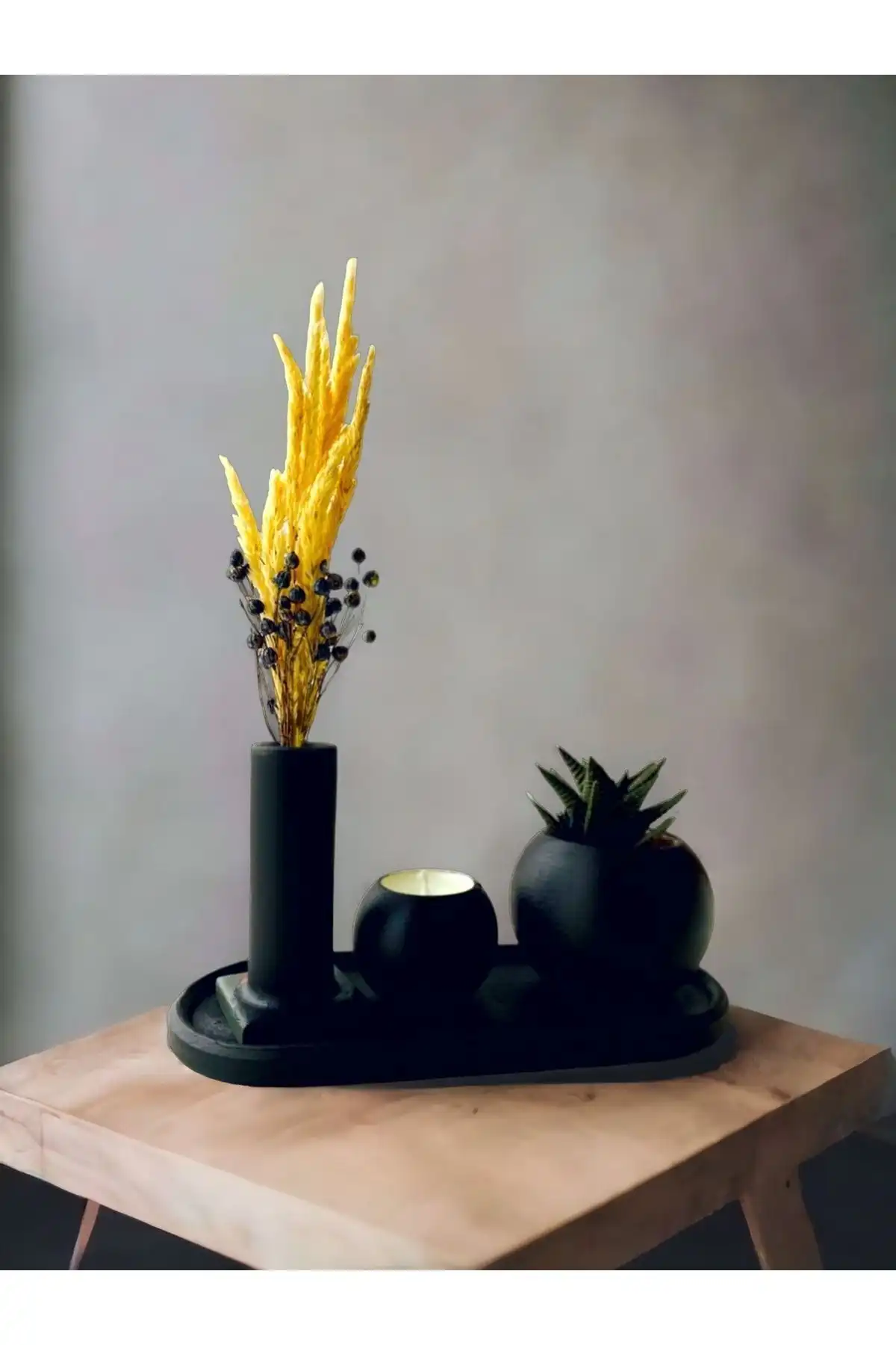 Stonnish 4 Parça Minimalist Bubble Sukulent ve Mumluk Seti ile İç Mekanınıza Şıklık Katın
