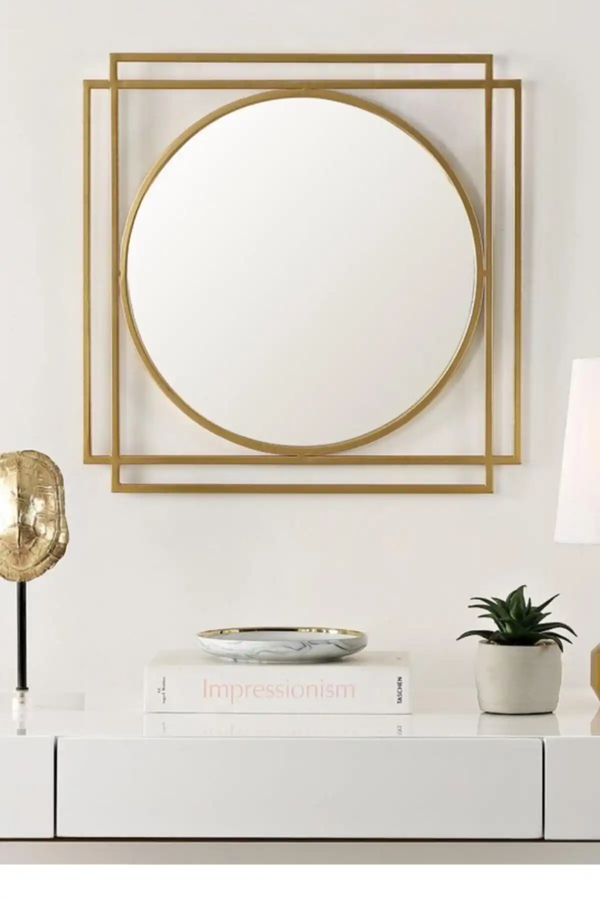 Tino Furniture Drax Altın Renkli Metal Dekoratif Dresuar Aynası