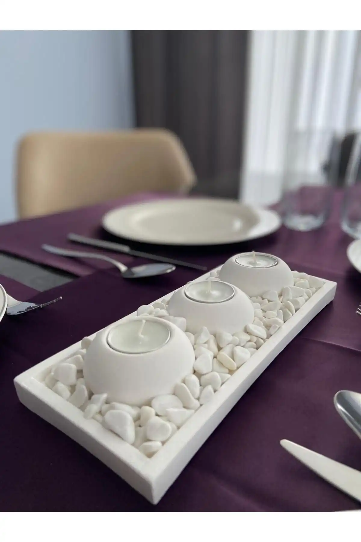 MorVilla 3'lü Tabaklı Mumluk Seti ile Modern ve Fonksiyonel Dekorasyon İmkanları