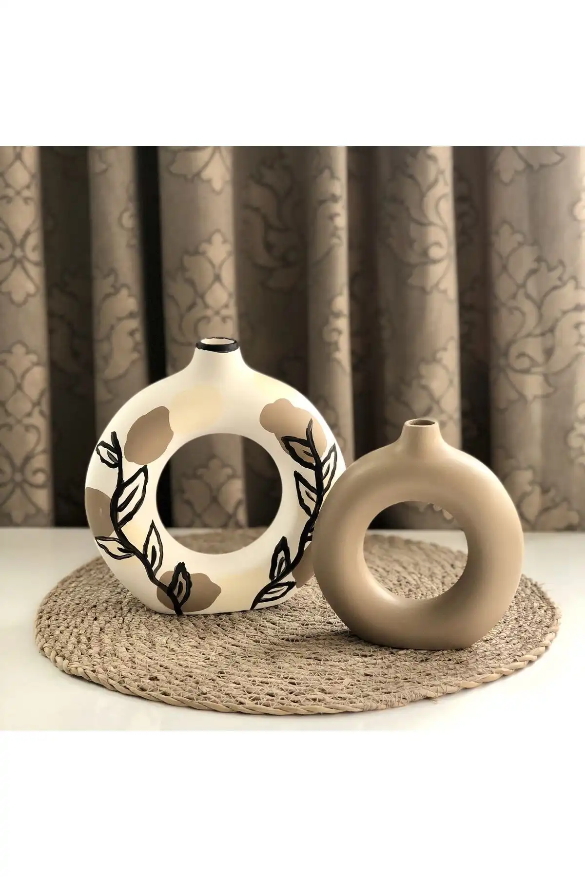 thiramis homeconcept Desenli 2’Li Halka Vazo Seti ile Şıklığı Keşfedin