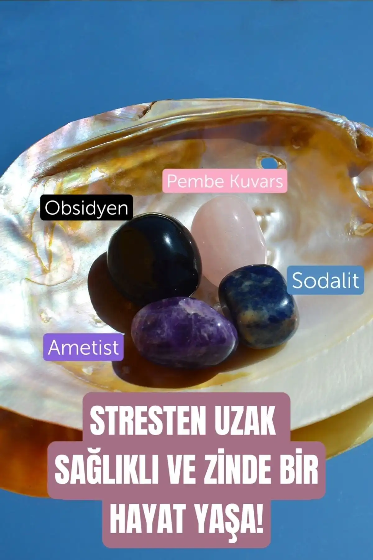 DüşlerÖfke Sinir Stres Pozitif Enerji Doğal Taş Tumble Seti 2 ile Enerjinizi Yükseltin