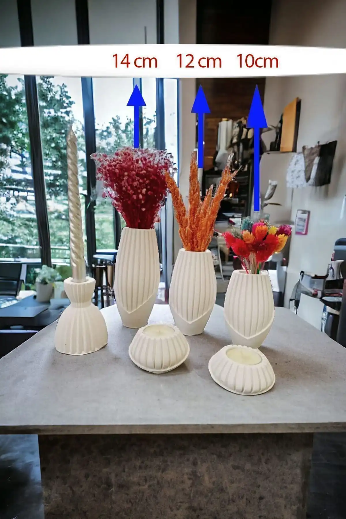 Modern 6'lı Vazo Tealight Mumluk Seti - Şık ve Dayanıklı Dekorasyon Alternatifi