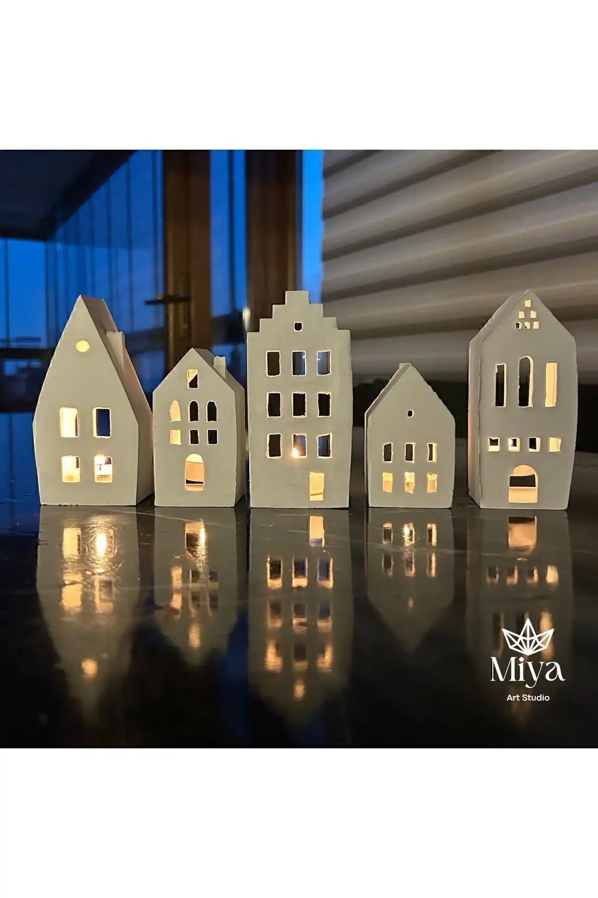 Nikadu 5’li Ev Tealight Beton Mumluk Seti ile Şık ve Fonksiyonel Aydınlatma