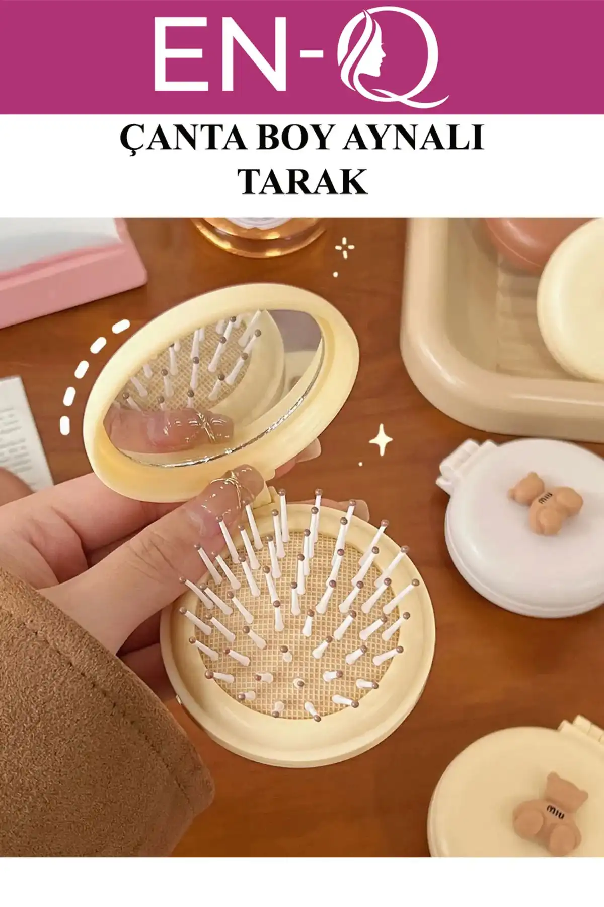ENQ Sevimli Katlanır Çanta Boy Aynalı Tarak: Pratik ve Şık Tasarımıyla Herkesin Tercihi