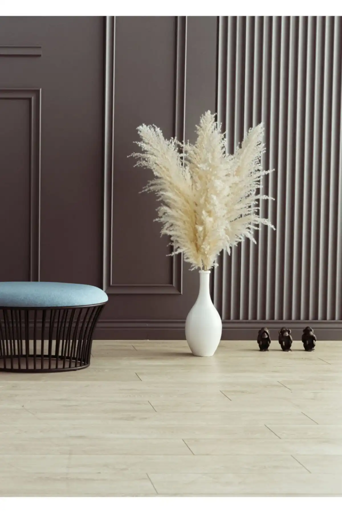 F&F HOME Seramik Vazo ve 4 Adet Pamuklu Pampas: Modern Dekorasyon İçin İdeal Seçenekler