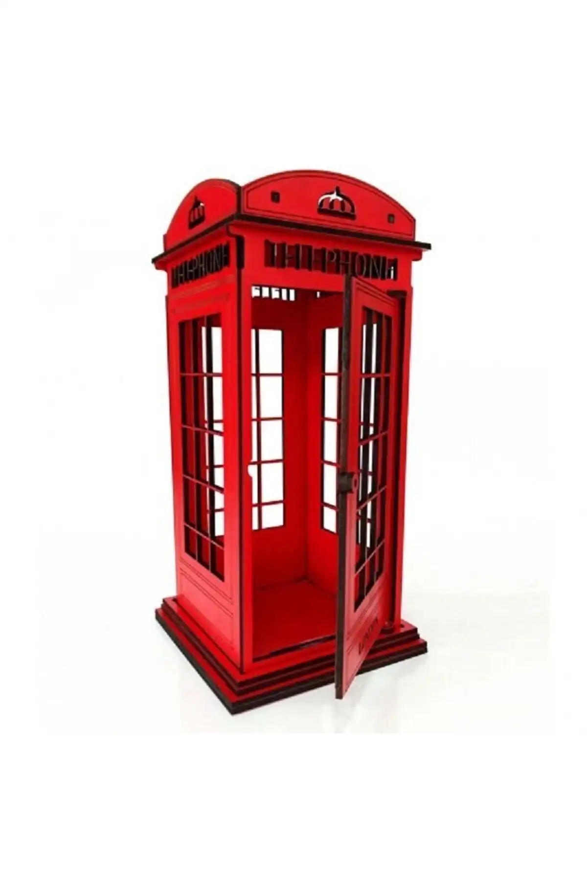 SIFIR312 Ahşap Dekoratif London Telefon Kulübesi ile Nostaljik Bir Dokunuş Yaratın