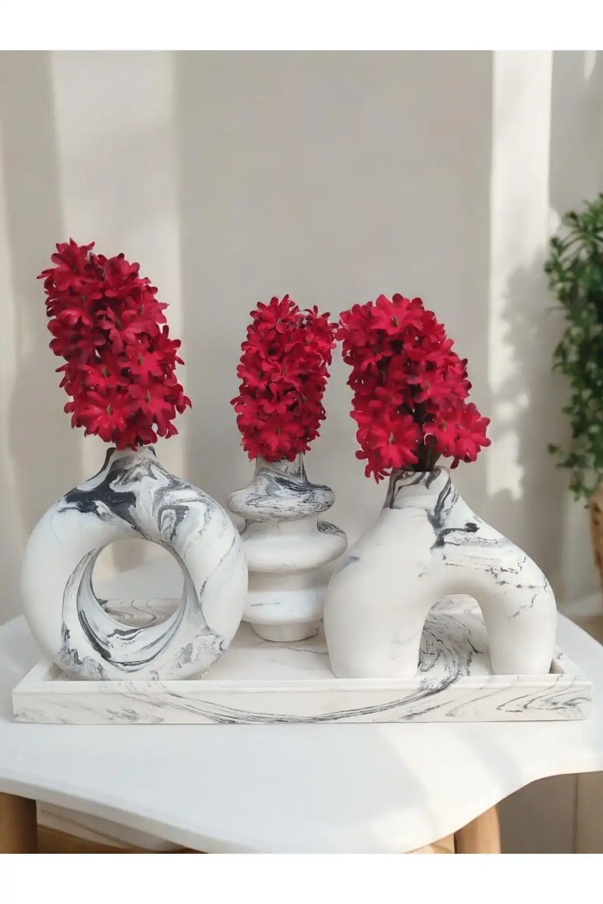 BSG HOME Mermer Desenli Dekoratif Vazo Seti: Minimalist ve Şık Ev Dekoru