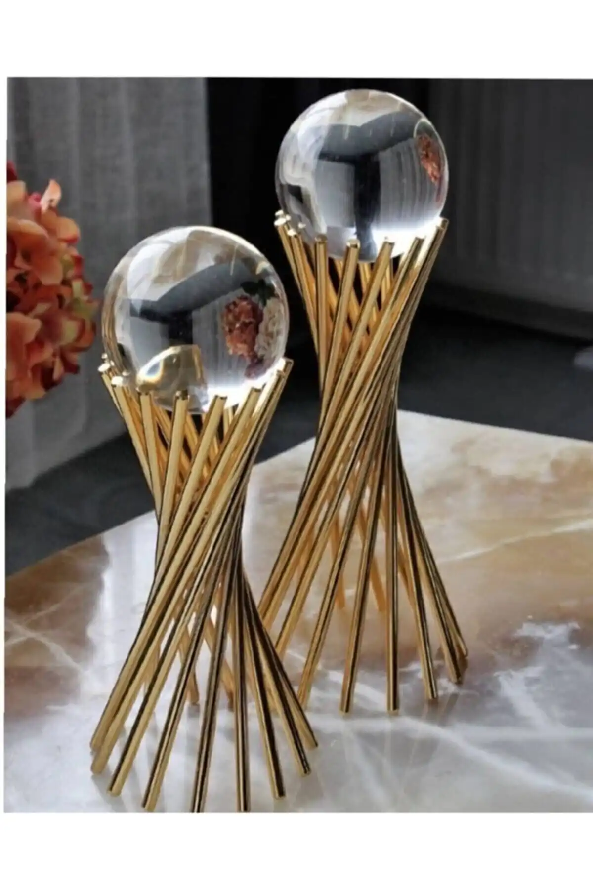 KIRAT HOME DESIGN Dekoratif Altın Burmalı Küre ile Modern Mekanlarınıza Şıklık Katın