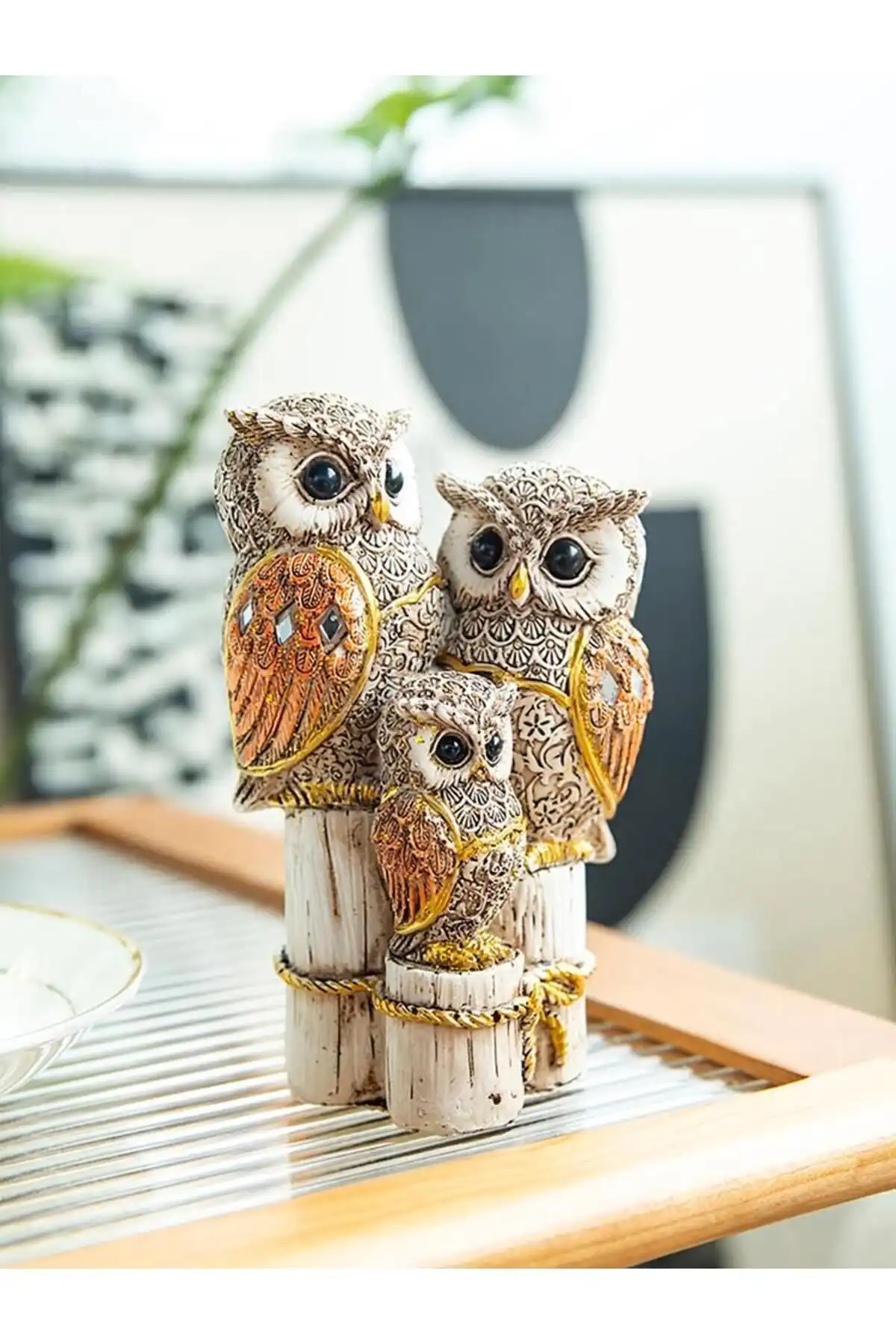 e-life shop Lüks İşlemeli Taşlı Aynalı Aile Baykuş Biblo Heykel Ürün İncelemesi
