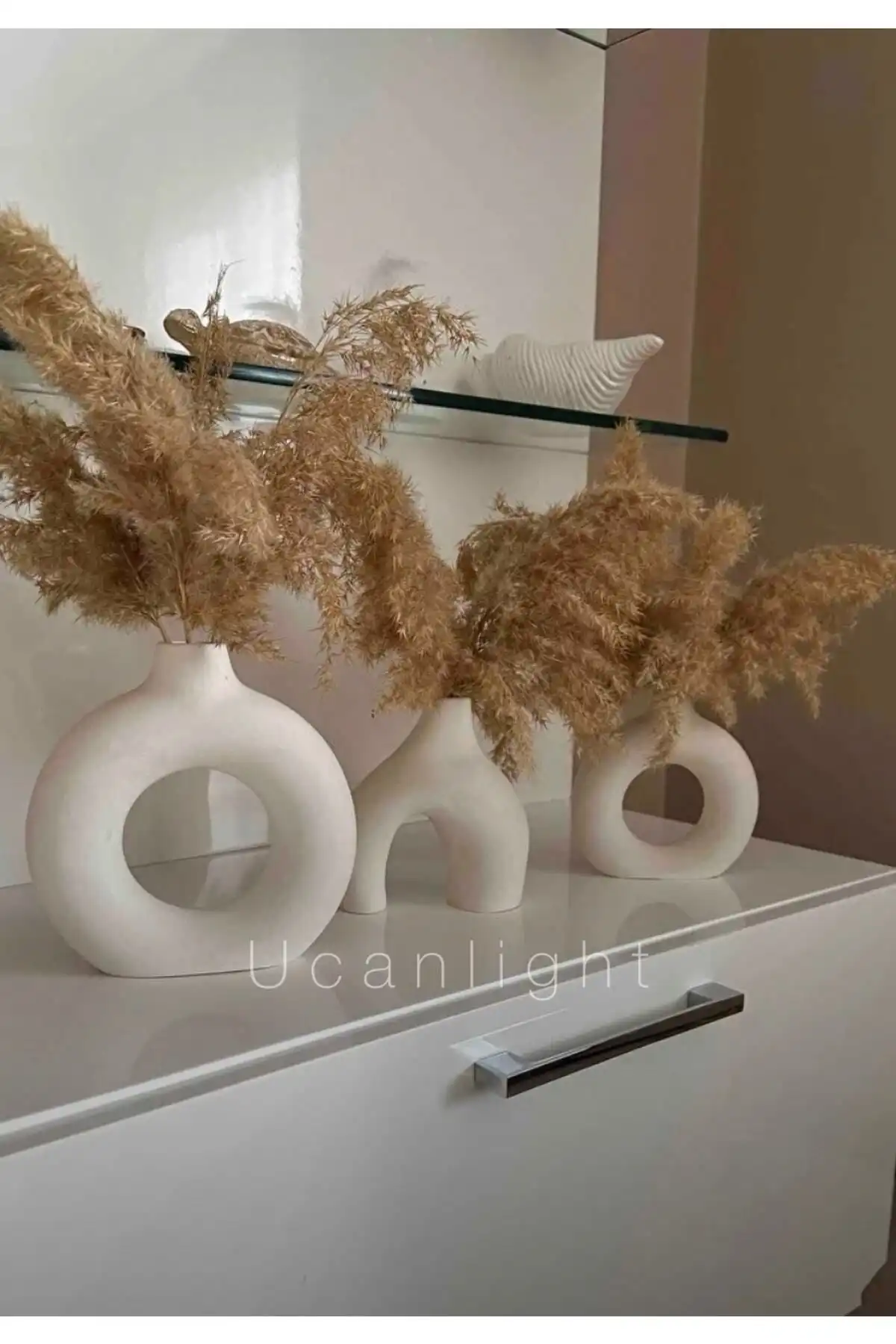 Ucanlight Dekoratif Büyük Boy Iskandinav 2'li Vazo Seti ile Modern İç Mekanlar