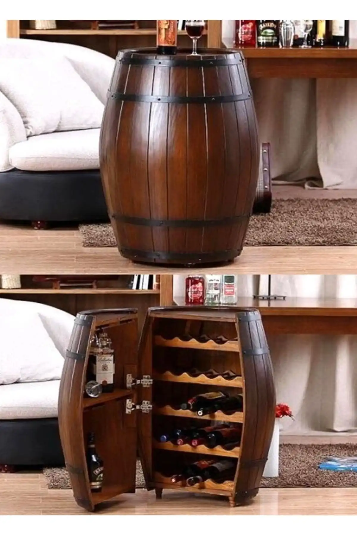 Masif ArtFıçı Kapaklı Mini Bar: Estetik ve Fonksiyonel Bir Dekorasyon Parçası